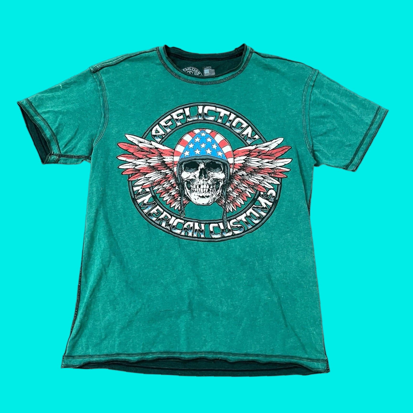 Affliction VINTAGE Affliction T-Shirt Men Large Crew Neck Graphic Skull USA 2000s Retro Gothic Metal Size US L / EU 52-54 / 3 - 1 Thumbnail
