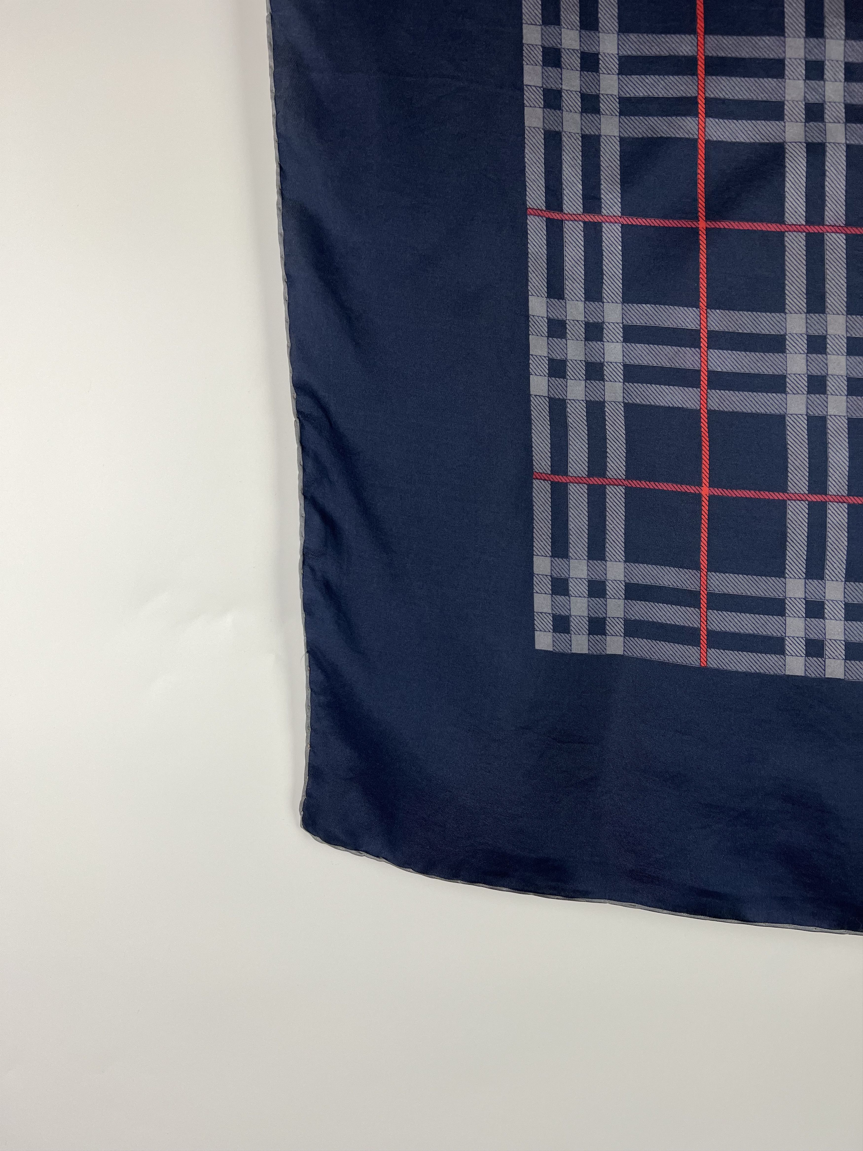 Burberrys Vintage Silk Scarf Nova Check Plaid 78x78