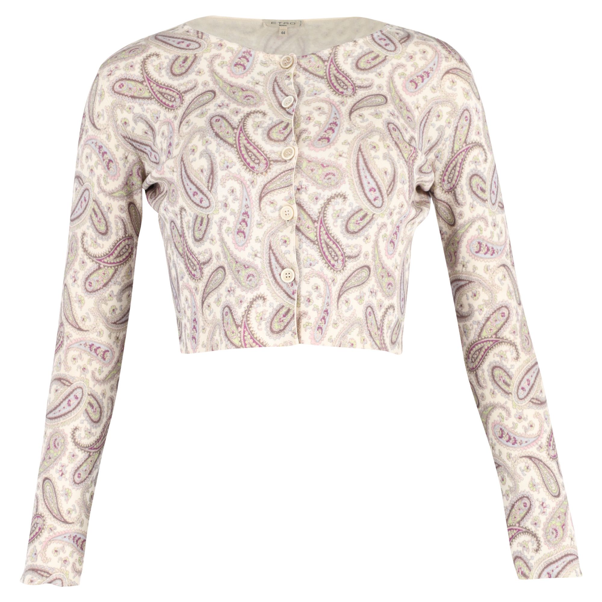 Etro Etro Cropped Paisley Cardigan in Beige Wool Size M / US 6-8 / IT 42-44 - 1 Thumbnail