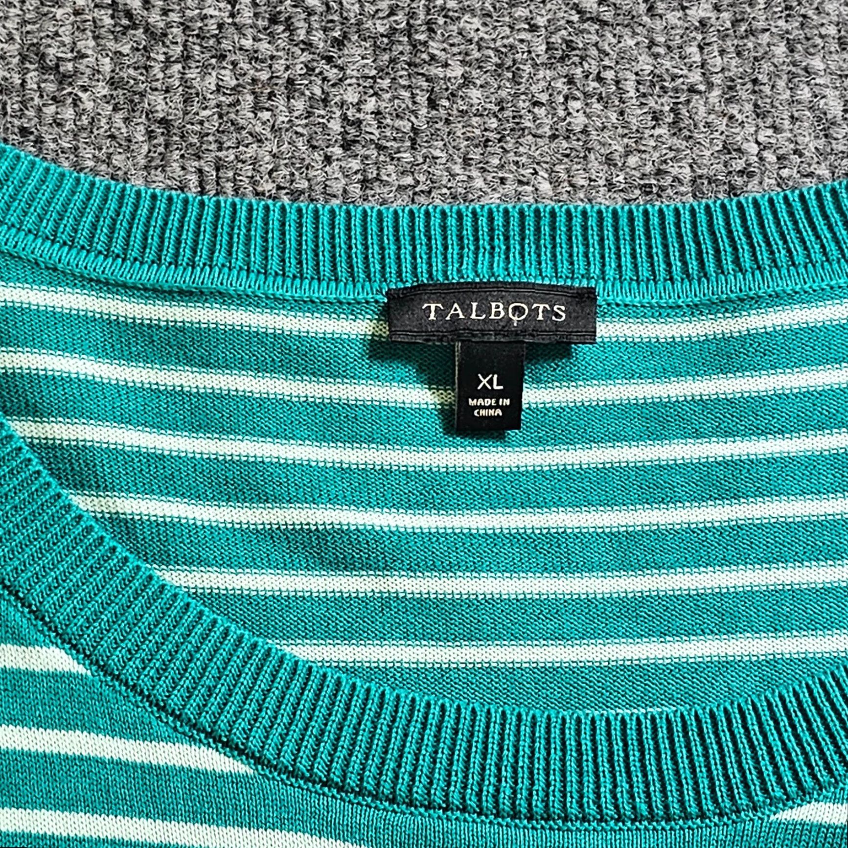 Talbots Talbots Sweater Top Womens XL Green White Stripe Tie Waist Long Sleeve Casual Size XL / US 12-14 / IT 48-50 - 3 Thumbnail