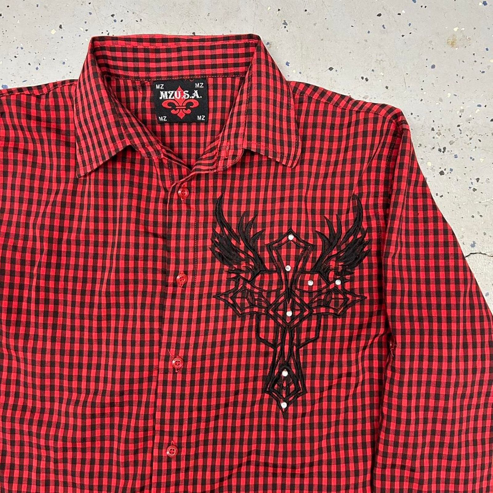 Other Y2K Red and black gothic button-up shirt Size US XL / EU 56 / 4 - 2 Thumbnail