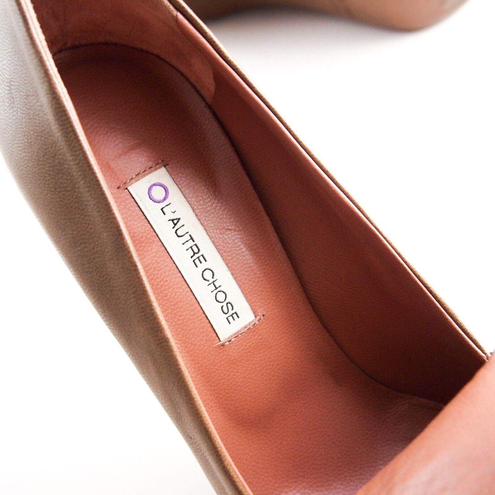 Designer L'Autre Chose Heels Tan Leather Womens US 7.5 EU 37.5 Size US 7.5 / IT 37.5 - 5 Thumbnail