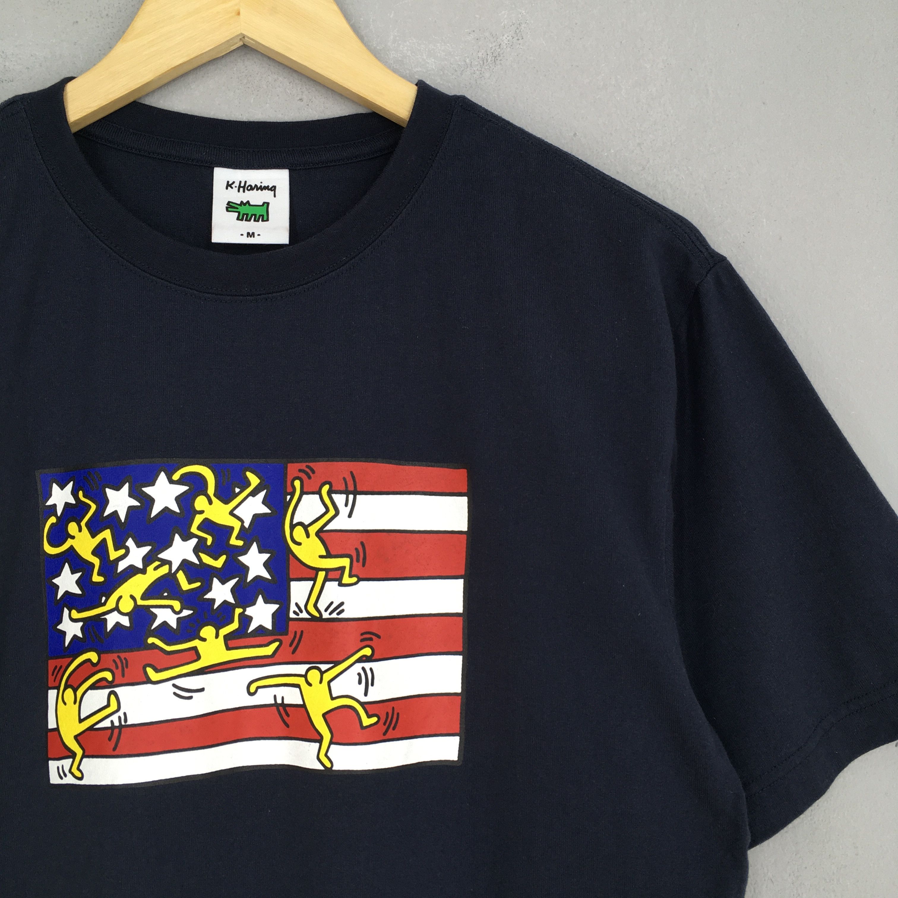 Art Comes First × Keith Haring Vintage 90s Keith Haring American Flag Pop Art Tshirt Medium Size US M / EU 48-50 / 2 - 2 Thumbnail