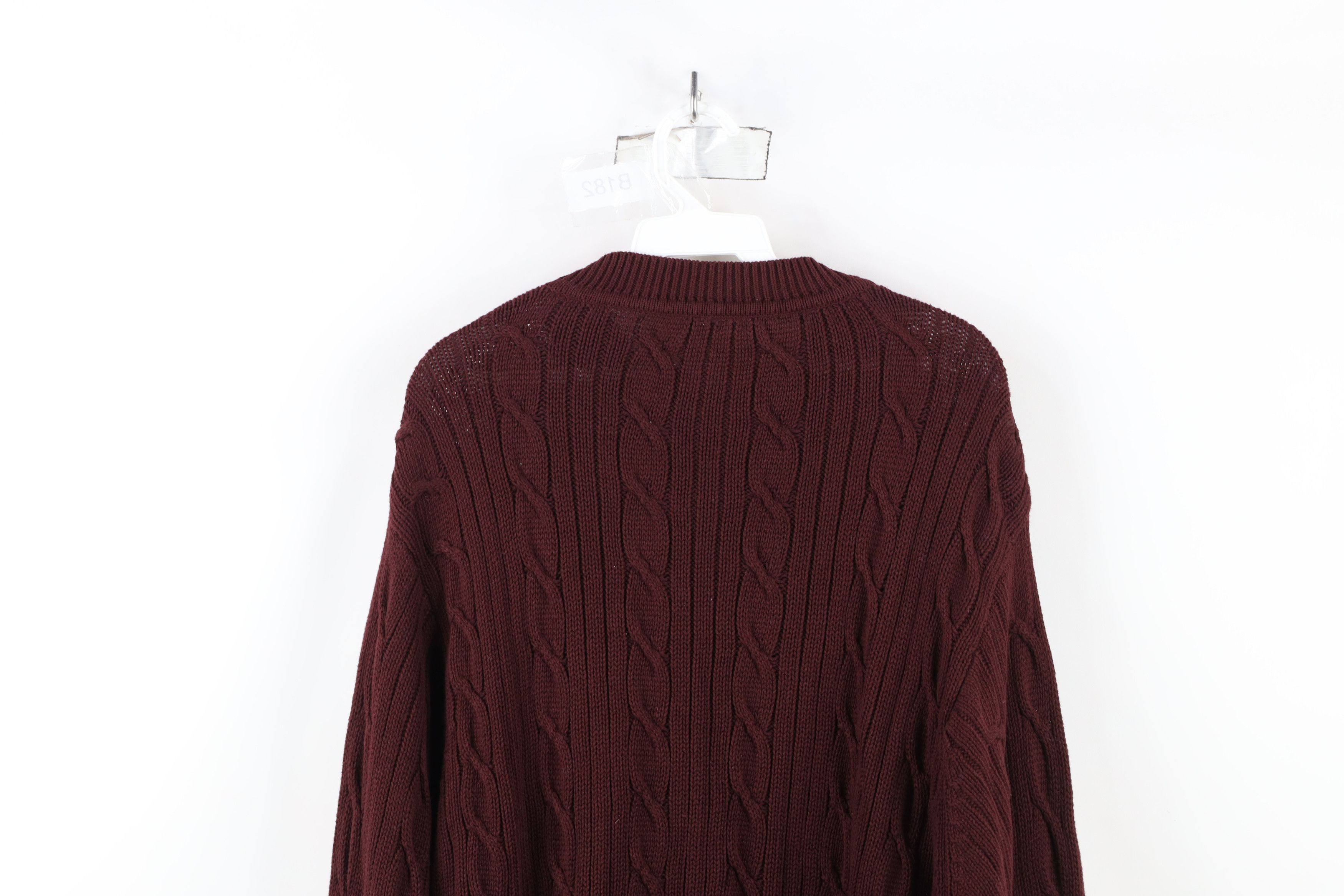 Vintage Vintage 90s Streetwear Ribbed Cable Knit Sweater Burgundy Size US L / EU 52-54 / 3 - 10 Thumbnail