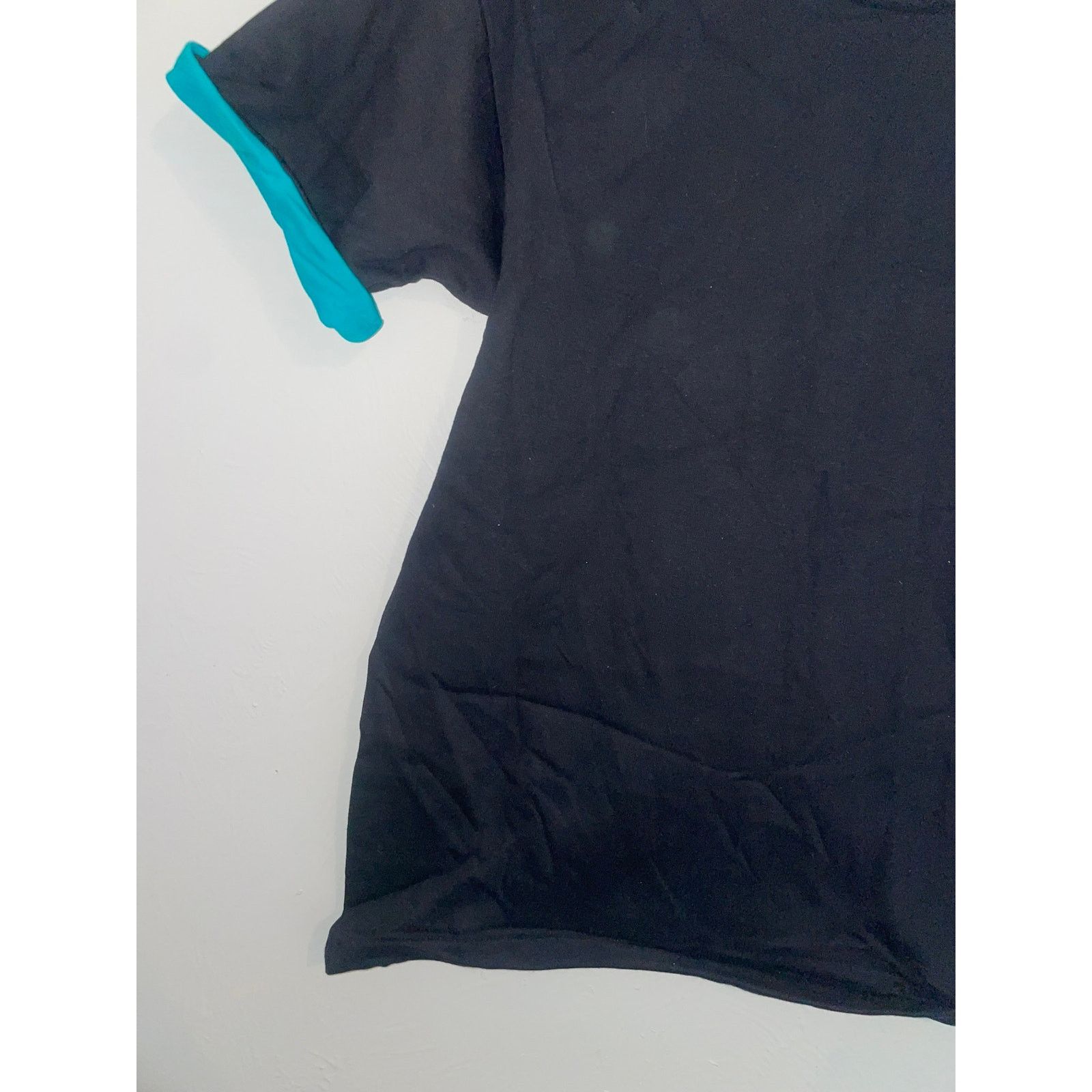 Vintage 90s Vintage Signal Mega-Tee Black Teal Shirt Blank VTG Small Size US S / EU 44-46 / 1 - 4 Thumbnail