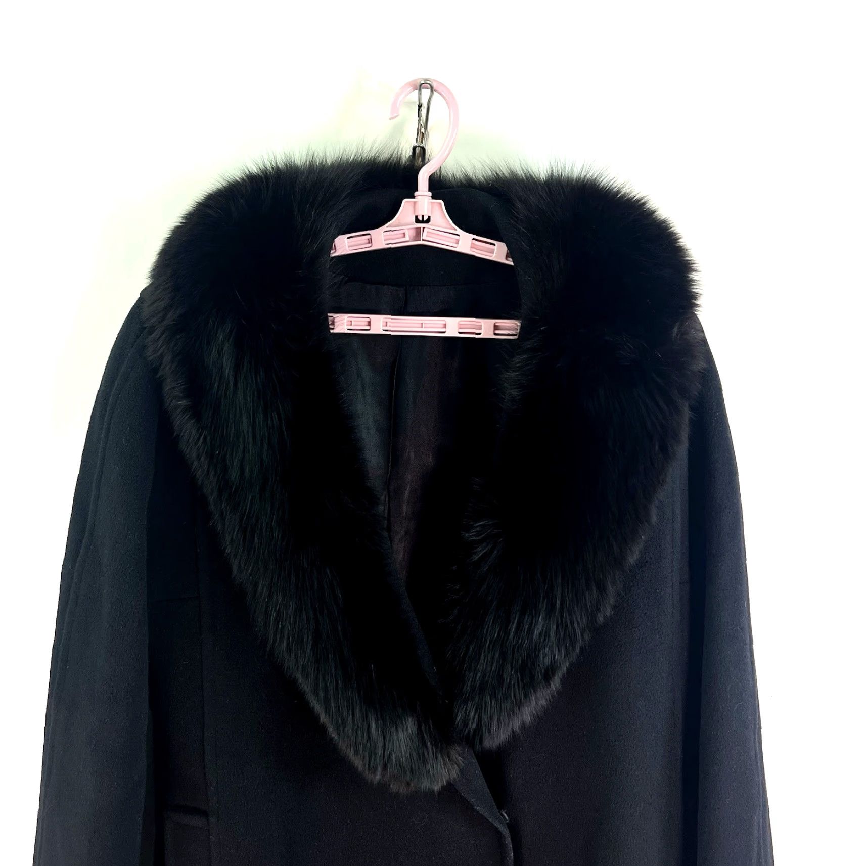 Vintage VINTAGE Forstmann 100% Wool Mink Fur Collar Coat Eveningwear Womens Size L Black 1960s Size L / US 10 / IT 46 - 2 Thumbnail