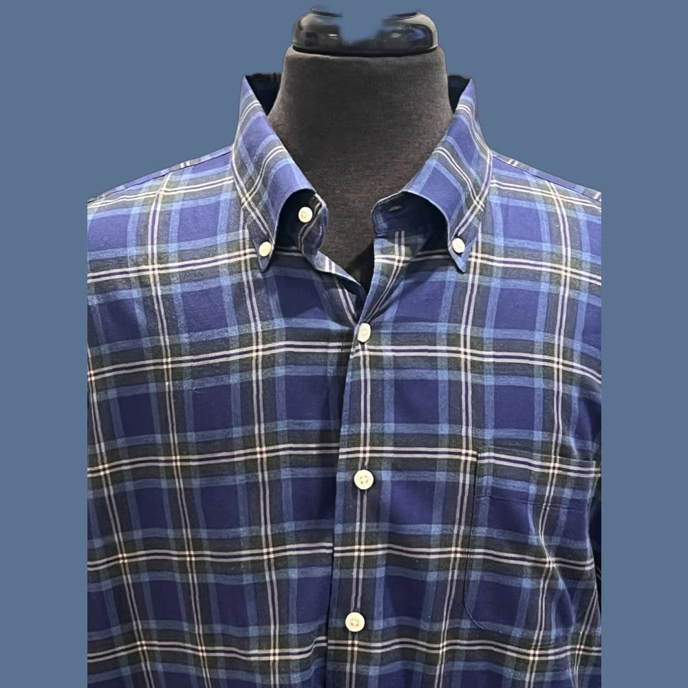 Peter Millar Peter Millar Shirt Mens XL Blue Plaid Long Sleeve Button-Up Soft Cotton Size US XL / EU 56 / 4 - 1 Thumbnail