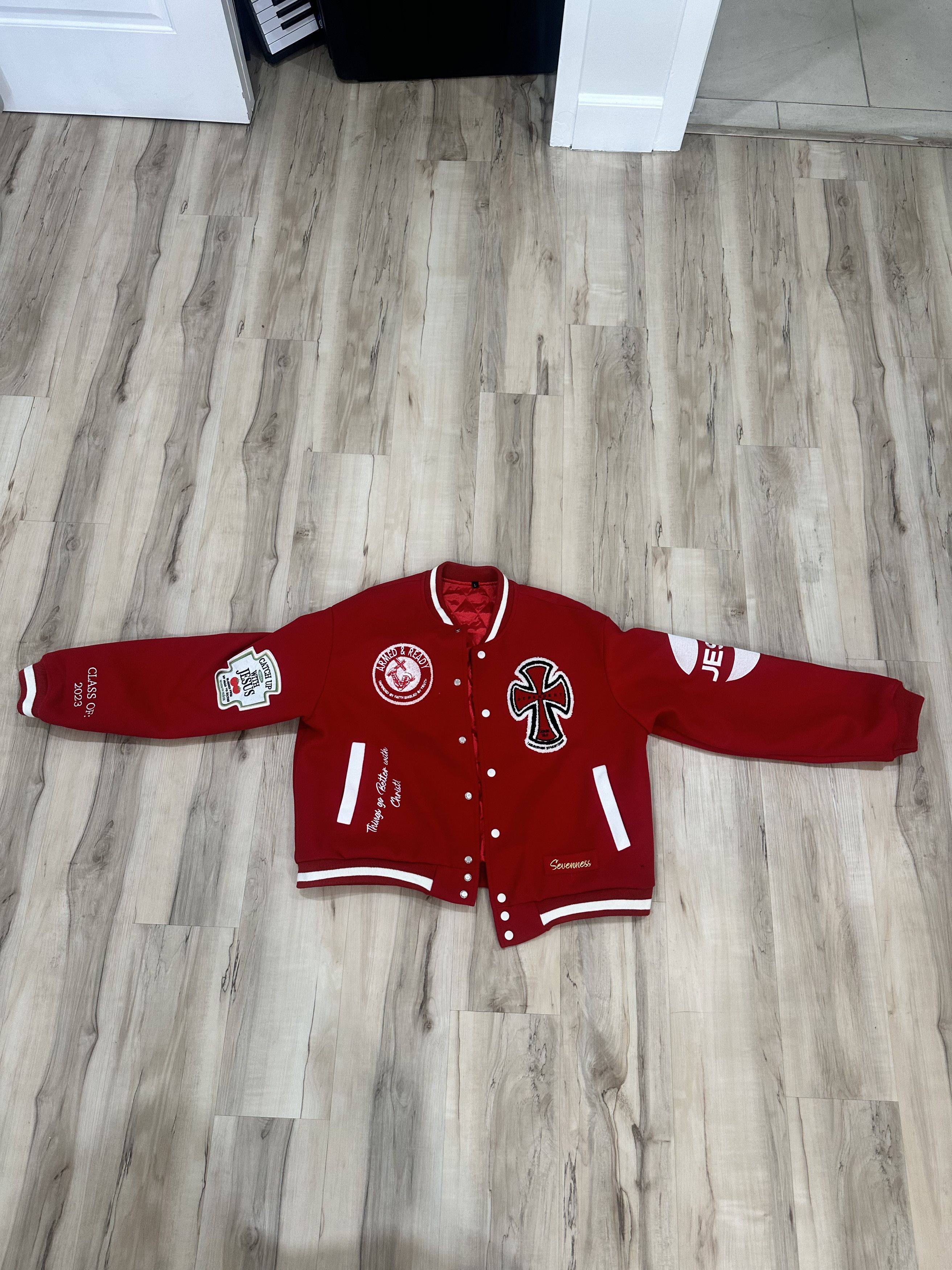 Seventh Heaven Seventh Heaven Branded Varsity Jacket Red L Size US L / EU 52-54 / 3 - 1 Thumbnail