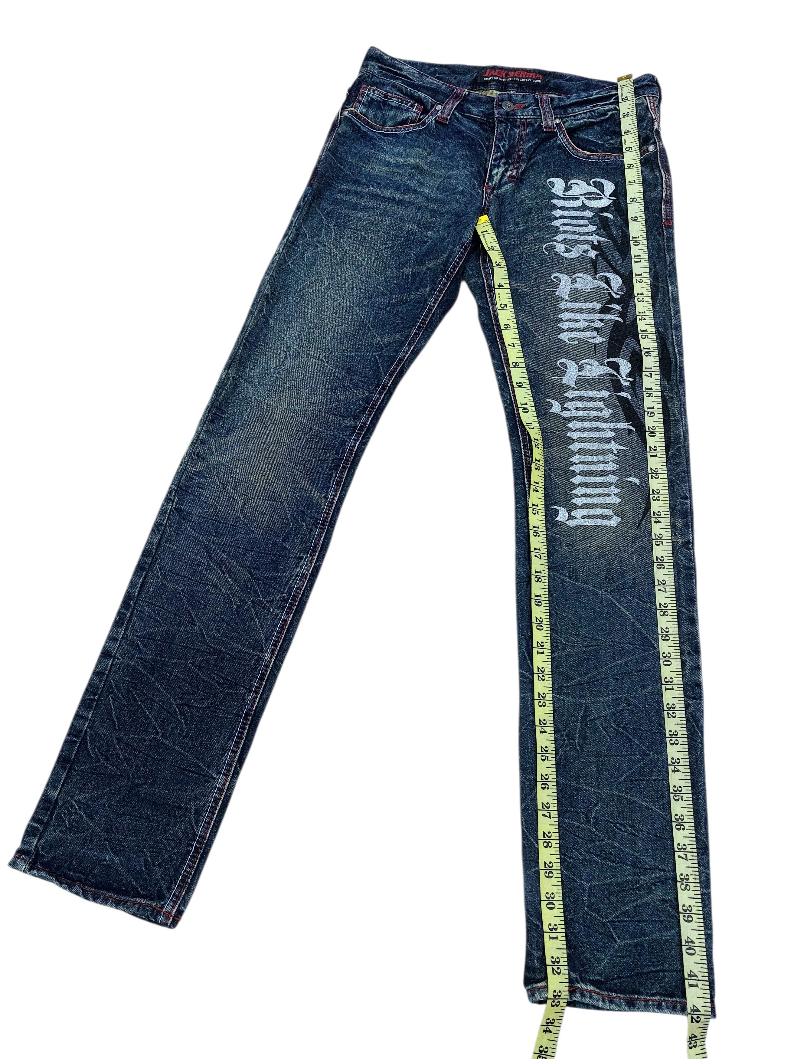 Vintage Jack Serika Japan Riots Like Lightning Tattoes Jeans Size US 30 / EU 46 - 12 Thumbnail