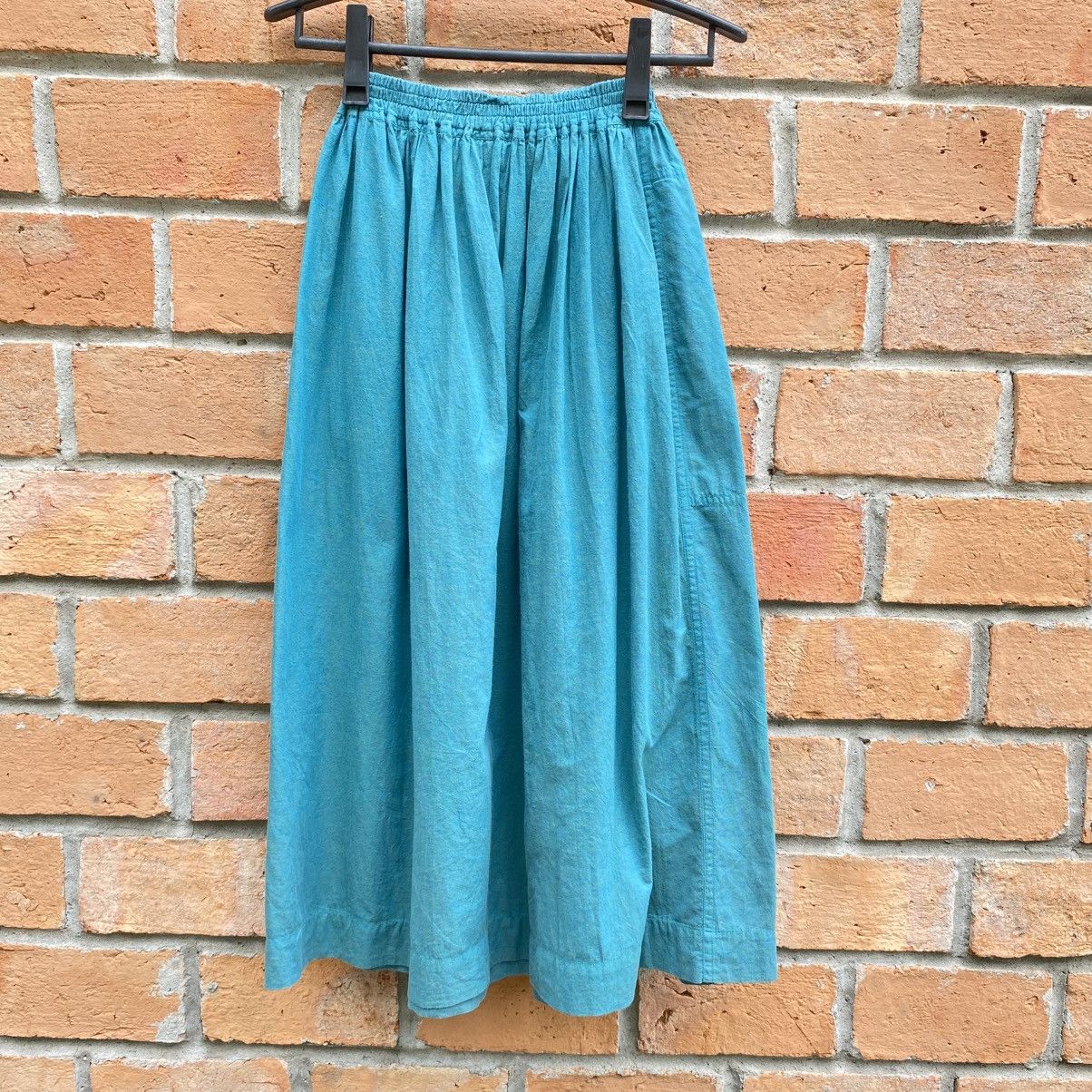 Issey Miyake Plantation Teal Cotton Midi Skirt Size 25" / US 0 / IT 36 - 3 Thumbnail