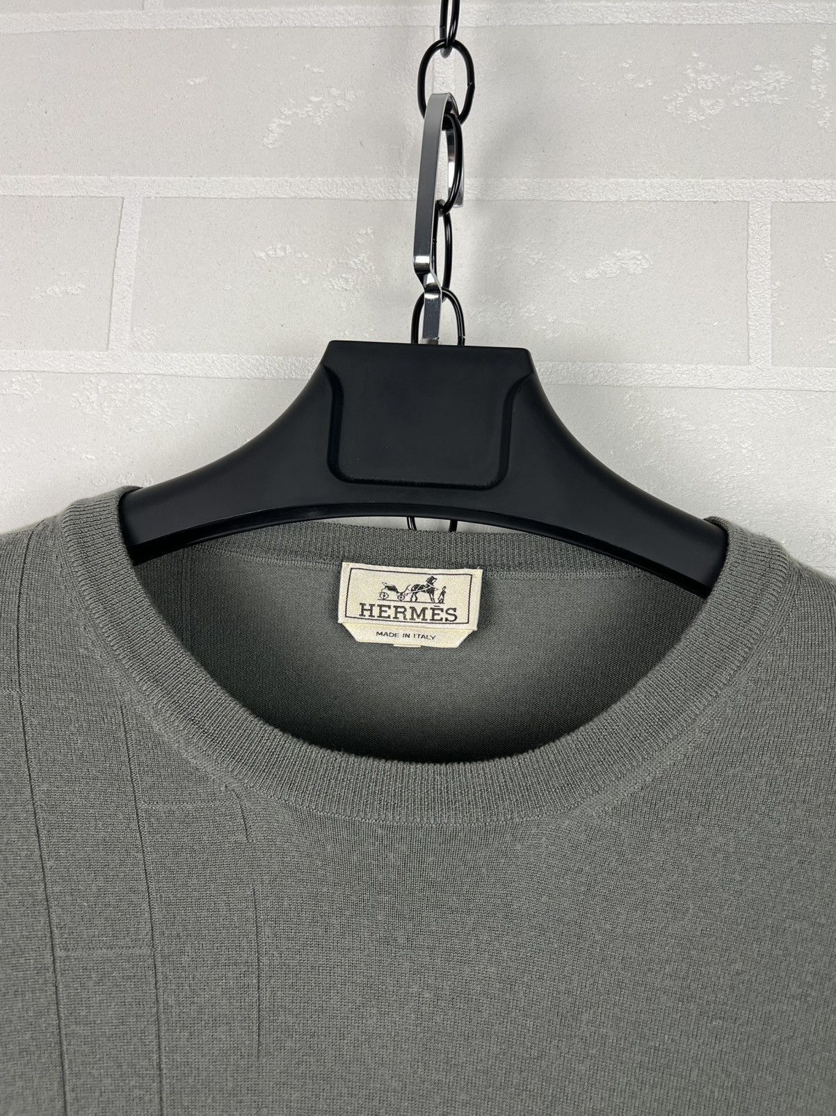 Hermes HERMES Sweater Crewneck Wool Monogram Textured H Gray Men's Size US XXL / EU 58 / 5 - 6 Thumbnail