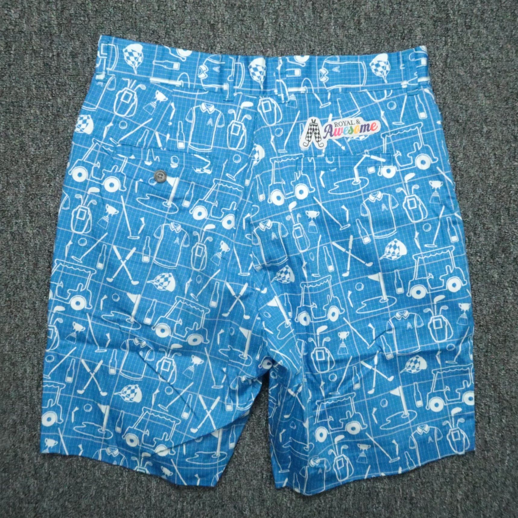Vintage Royal & Awesome Shorts Mens 32 Blue Chino Stretch Regular Belt Loops Flat Front Pockets 9in Inseam Casual Size US 32 / EU 48 - 3 Thumbnail