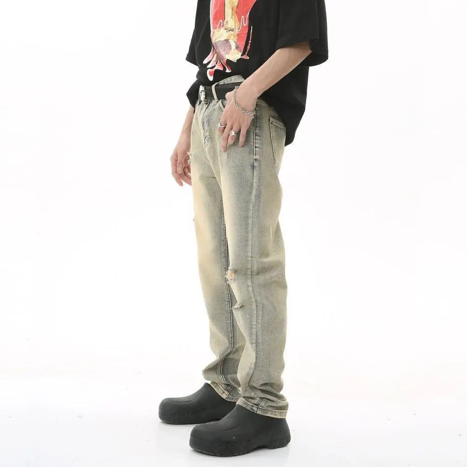 Japanese Brand Retro casual straight leg ripped jeans Size US 32 / EU 48 - 3 Thumbnail