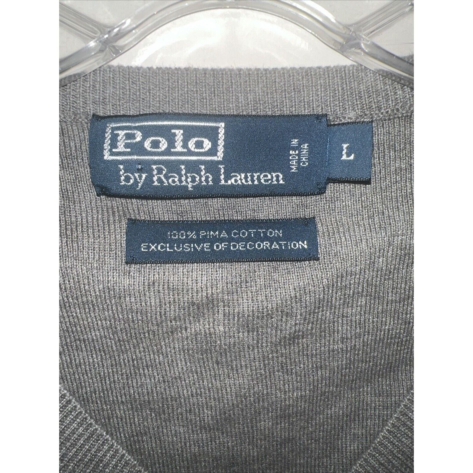 Ralph Lauren Polo Ralph Lauren Men’s Sweater Vest Large Gray Cotton Navy Size US L / EU 52-54 / 3 - 2 Thumbnail