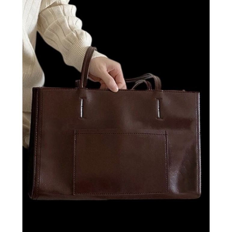 Other Leather Shoulder Tote Bag Large Capacity Dark Brown Size ONE SIZE - 3 Thumbnail