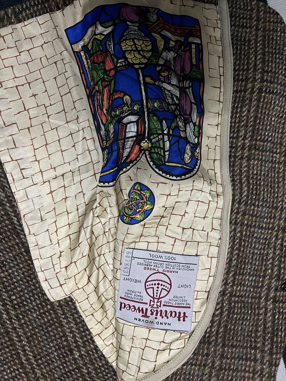 Designer HARRIS TWEED HAND WOVEN GROWN WOOL BLAZER Size US XL / EU 56 / 4 - 4 Thumbnail