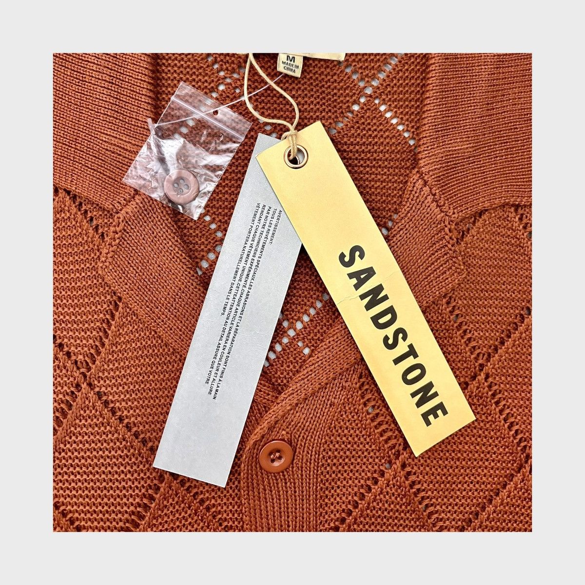 Other Sandstone Man’s Rust Pointelle Knit Sweater Sz M Size US M / EU 48-50 / 2 - 13 Thumbnail