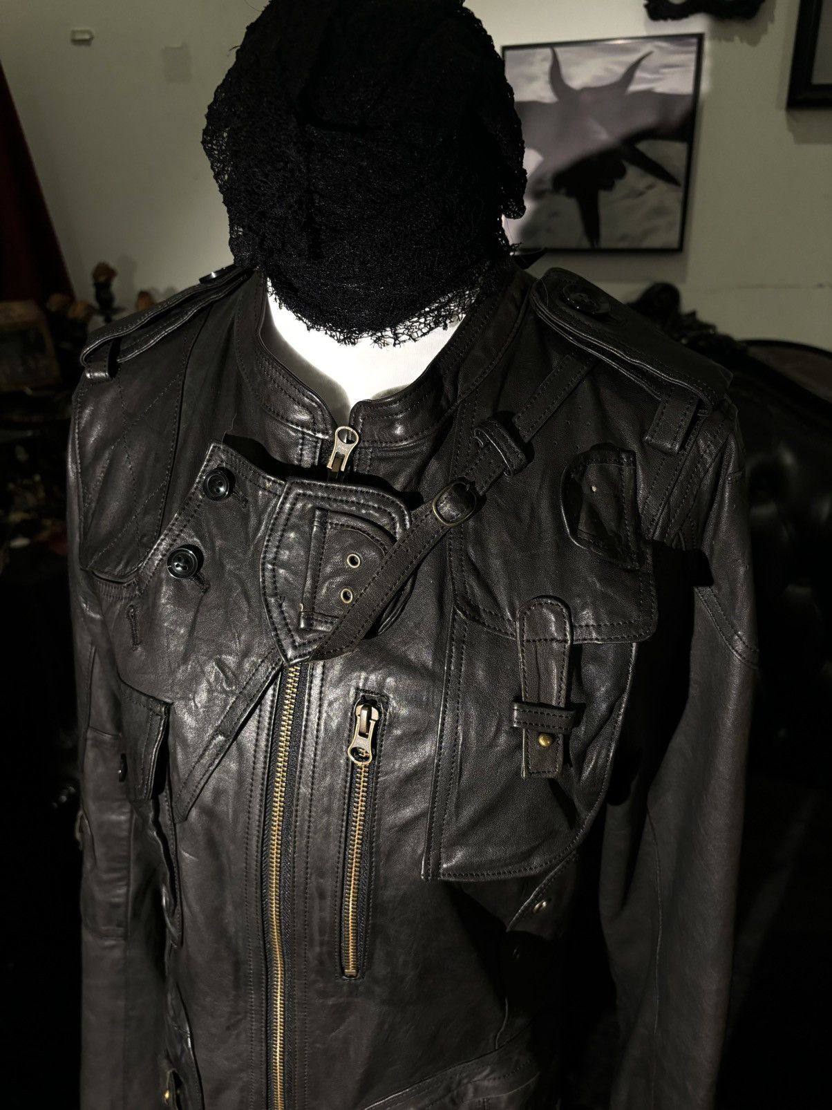 Share Spirit Homme Share spirit Vintage Army Multi-function Leather Jacket Size US S / EU 44-46 / 1 - 3 Thumbnail