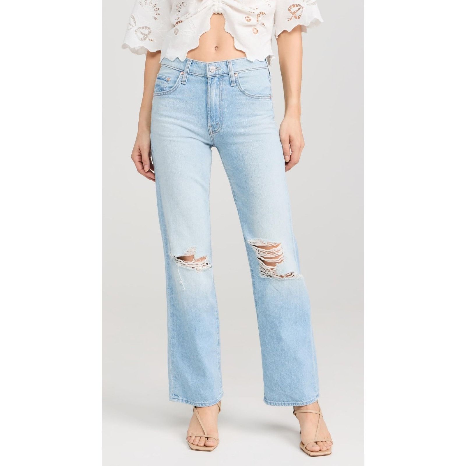 MOTHER Mother Superior The Rambler Zip Flood Jeans Ripped Off - 24 Size 24" / US 00 / IT 34 - 3 Thumbnail