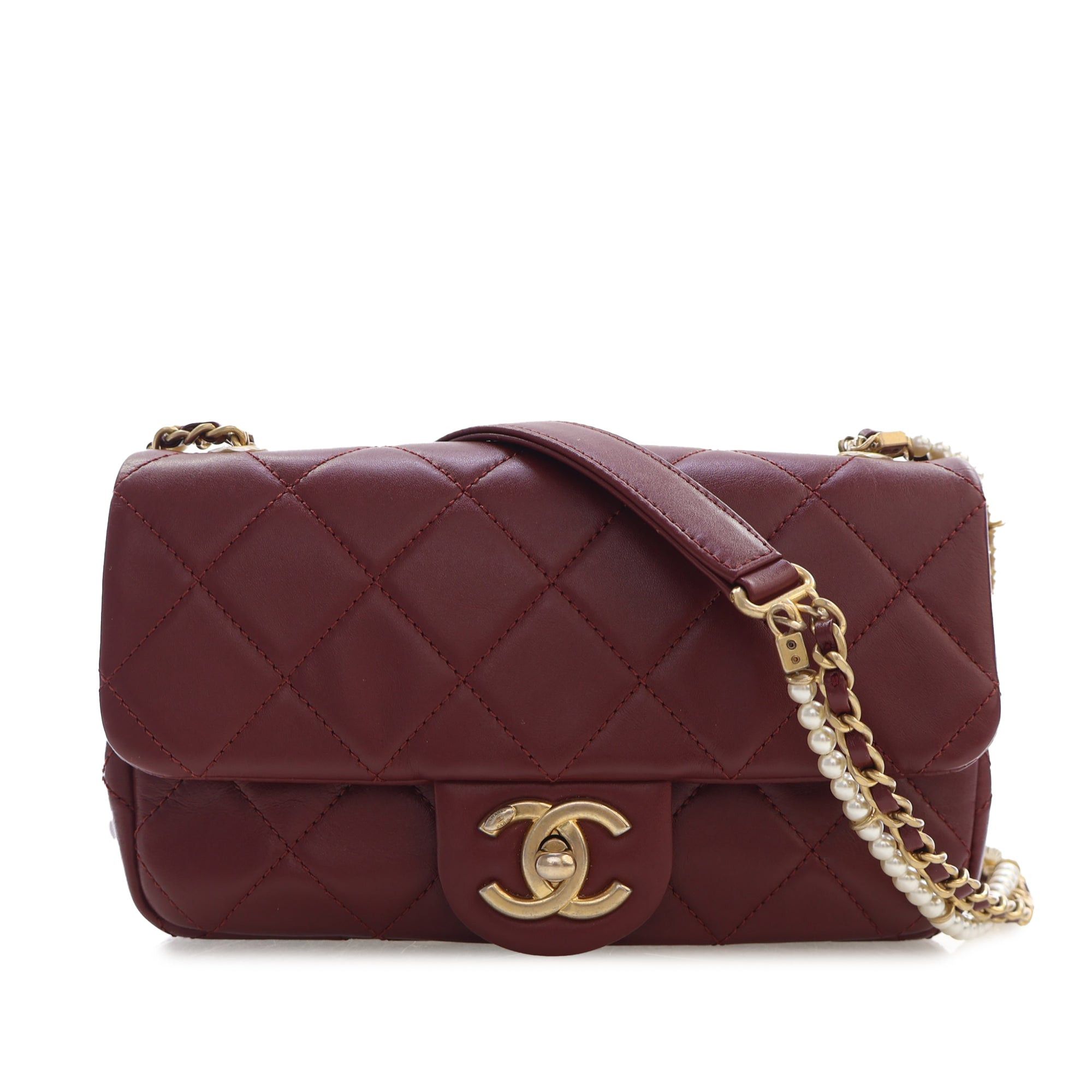 Chanel Quilted Calfskin Crystal Pearls Chain Flap Size ONE SIZE - 1 Thumbnail