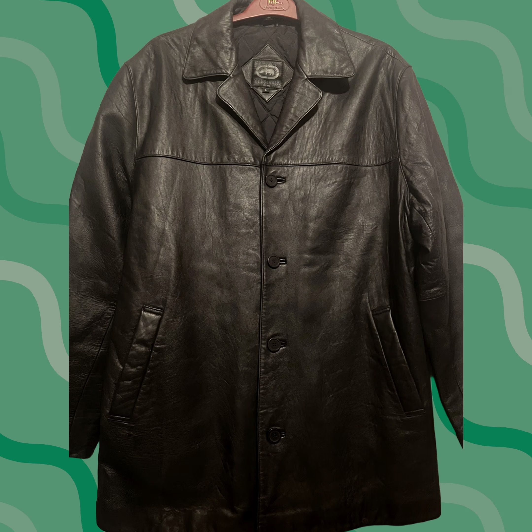 Ecko Unltd. VINTAGE Ecko Unltd Coat Leather Trench Mens Size L Black 90s Streetwear Insulated Lined Short Tear Grade Size US L / EU 52-54 / 3 - 1 Thumbnail