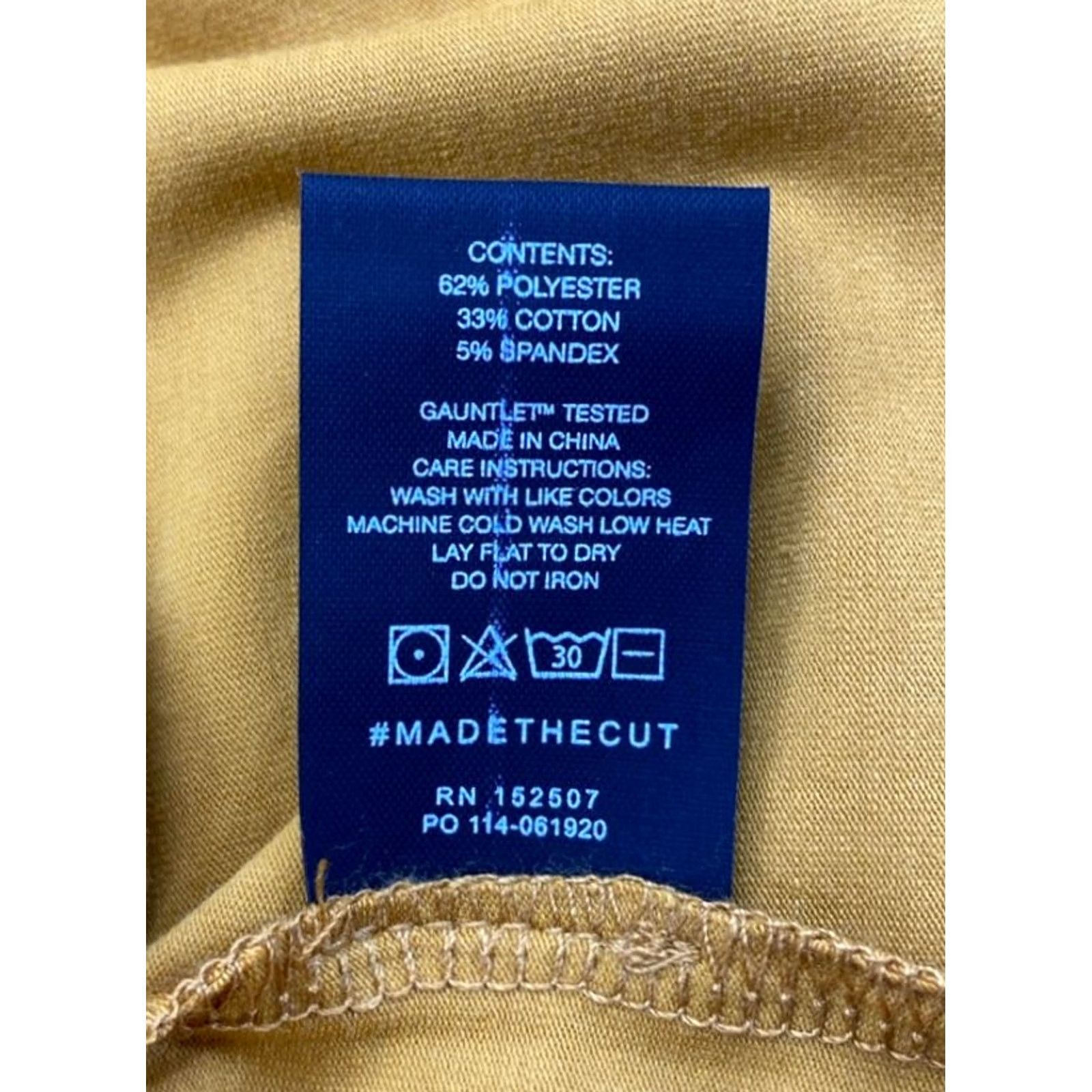 UES Clothing Cuts Clothing Short Sleeve Shirt Mens XL Gold Curve Hem Pyca Pro Stretch 5854 Shirt Mens XL Gold 5854 Size US XL / EU 56 / 4 - 5 Thumbnail