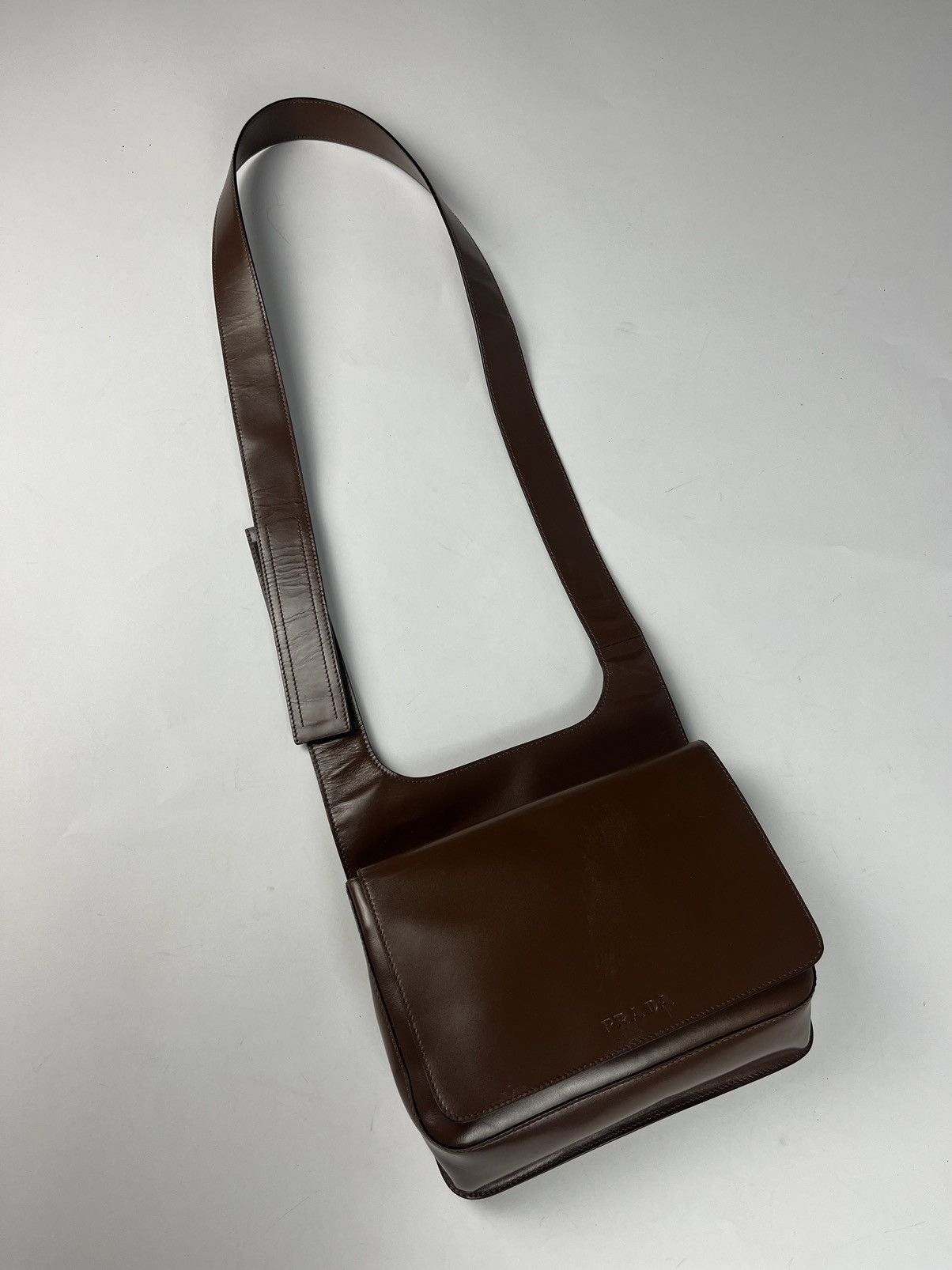 image of Prada Brown Leather Crossbody Bag Ss 1999, Men's