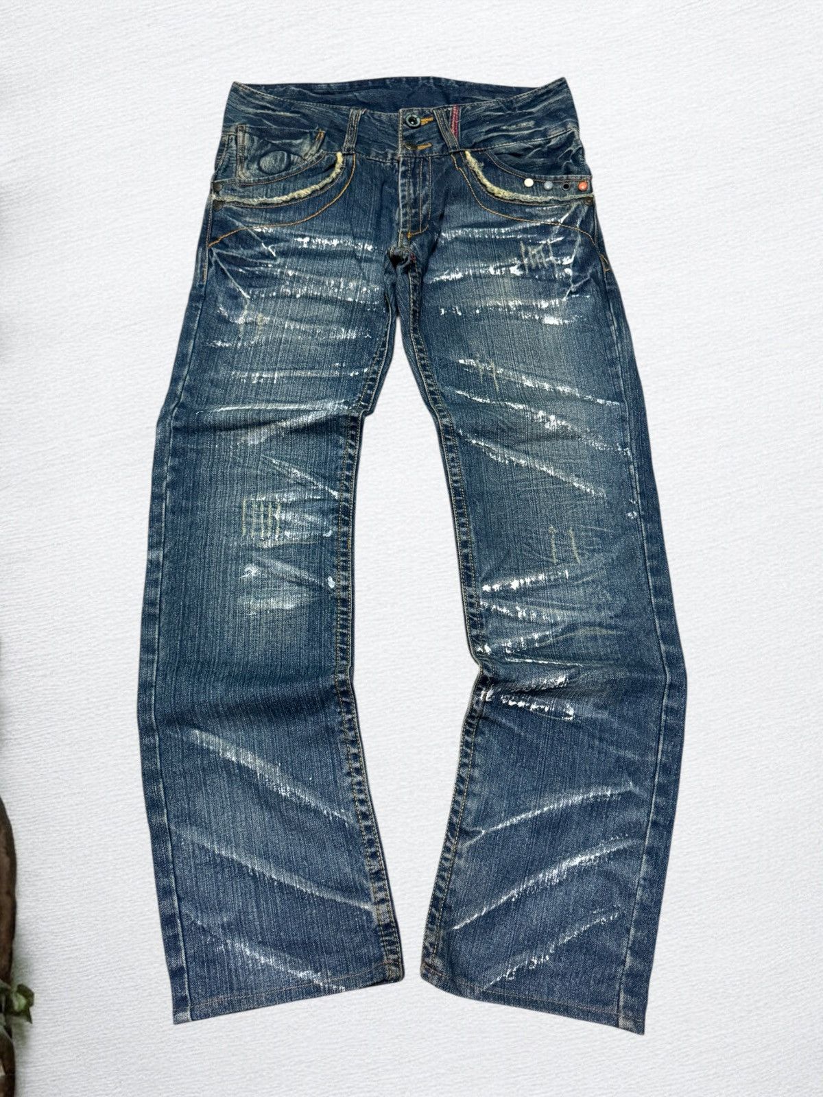 Hysteric Glamour BS RAW Distressed White Paint Splash Studded Washed De Size US 32 / EU 48 - 1 Thumbnail