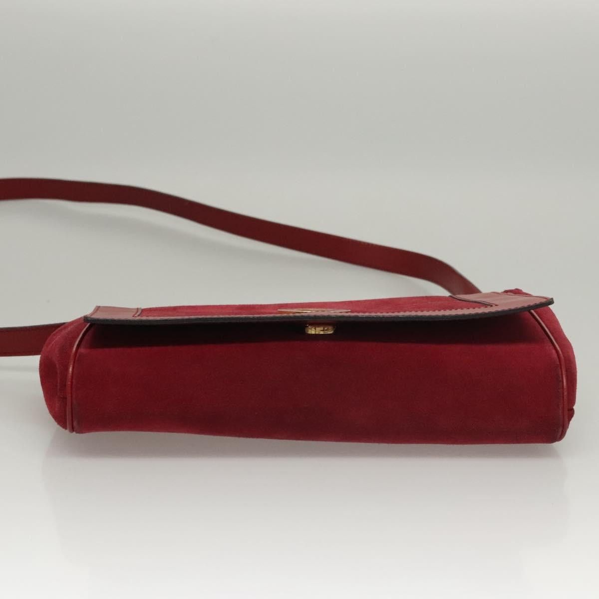 Celine CELINE Shoulder Bag Suede Leather Red Gold Size ONE SIZE - 9 Thumbnail