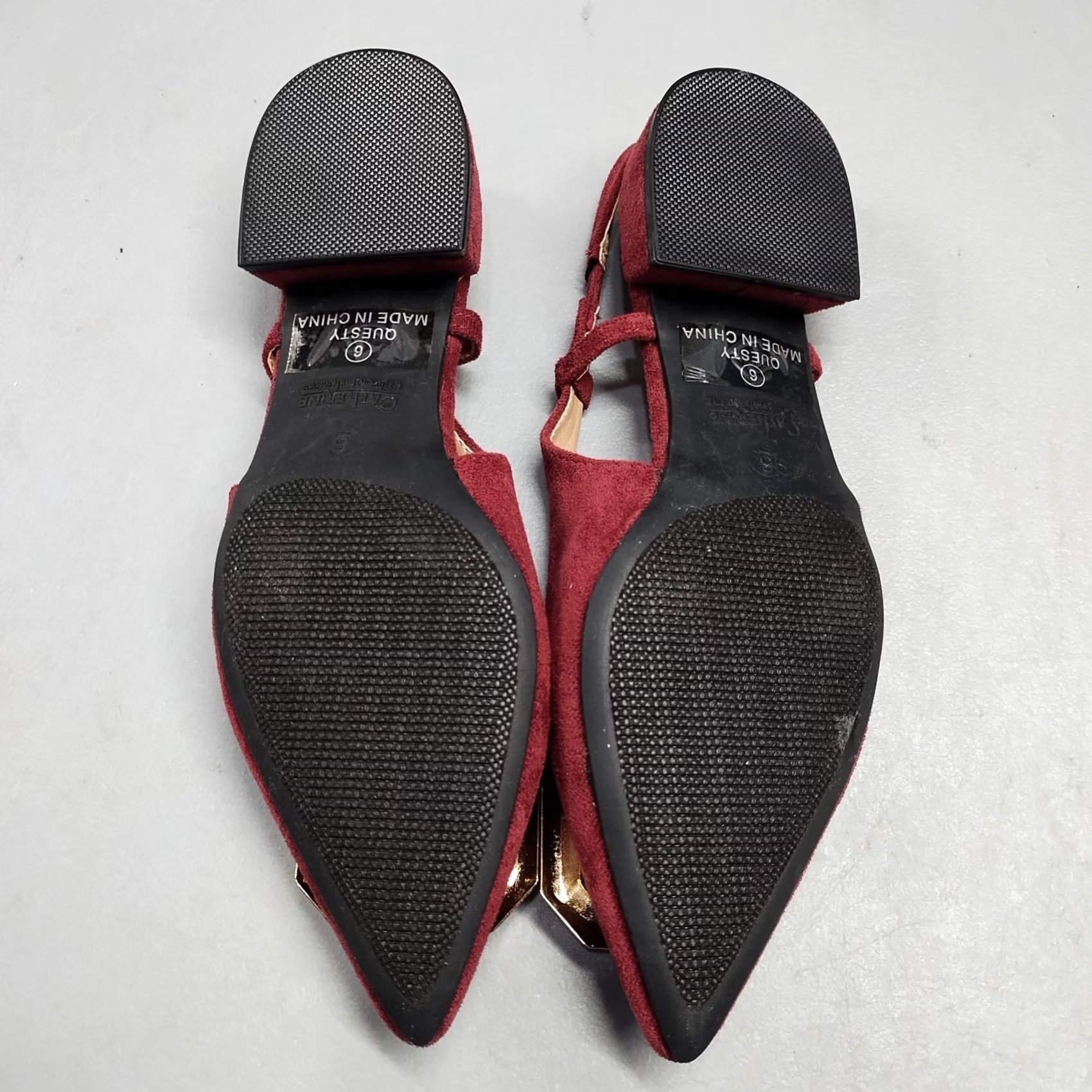 Vintage Catherine Malandrino Slingback Flats Womens Size 6 Red Gold Pointed Toe Slip On Womens Shoes Size US 6 / IT 36 - 7 Thumbnail