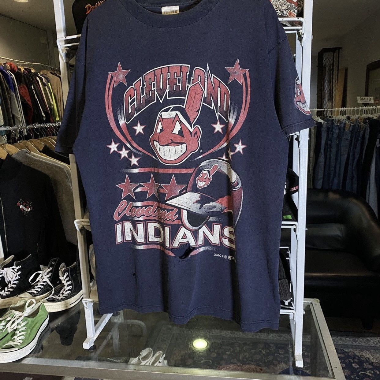 Logo 7 Vintage 90s Logo 7 Cleveland Indians Chief Wahoo T-Shirt Size US XL / EU 56 / 4 - 4 Thumbnail