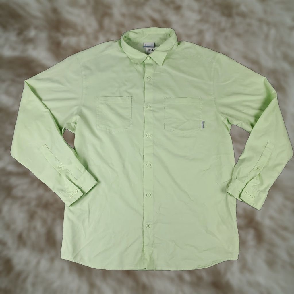 Vintage Columbia Shirt Mens L Mint Green Button-Up Long Sleeve Casual/Workwear Business Formal Party/Cocktail Travel Wedding Comfort Buttoned Size US L / EU 52-54 / 3 - 1 Thumbnail