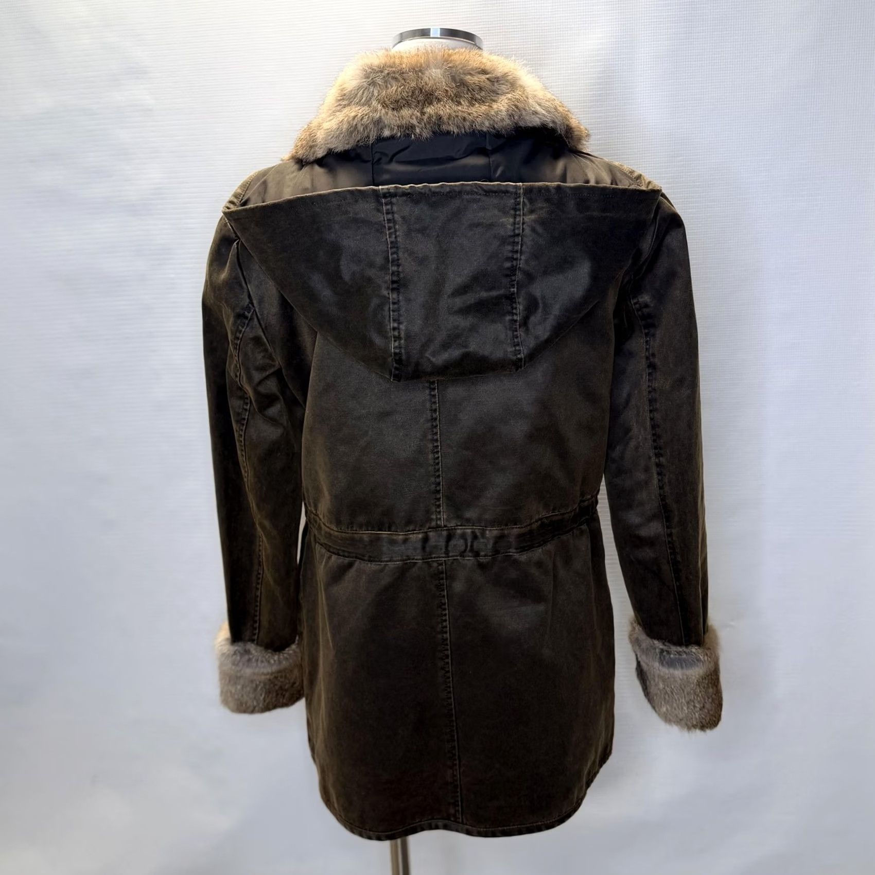 Vintage Sundance Coat Parka Womens Medium Brown Faux Fur Trim Hooded Mid-Length Jacket Size M / US 6-8 / IT 42-44 - 4 Thumbnail