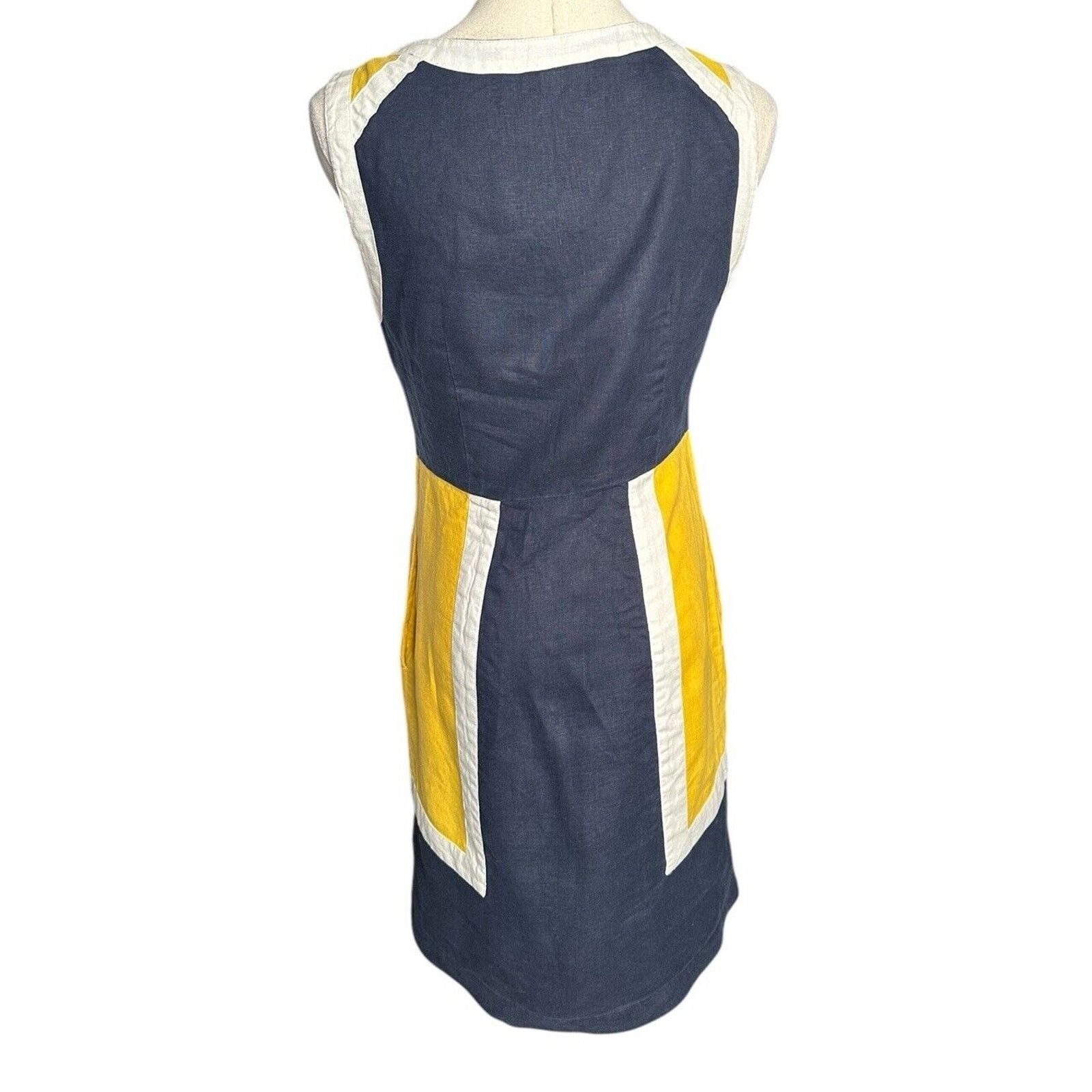 Boden Boden Blue Yellow Sleeveless Linen Summer Dress Pockets 2R Size XS / US 0-2 / IT 36-38 - 8 Thumbnail