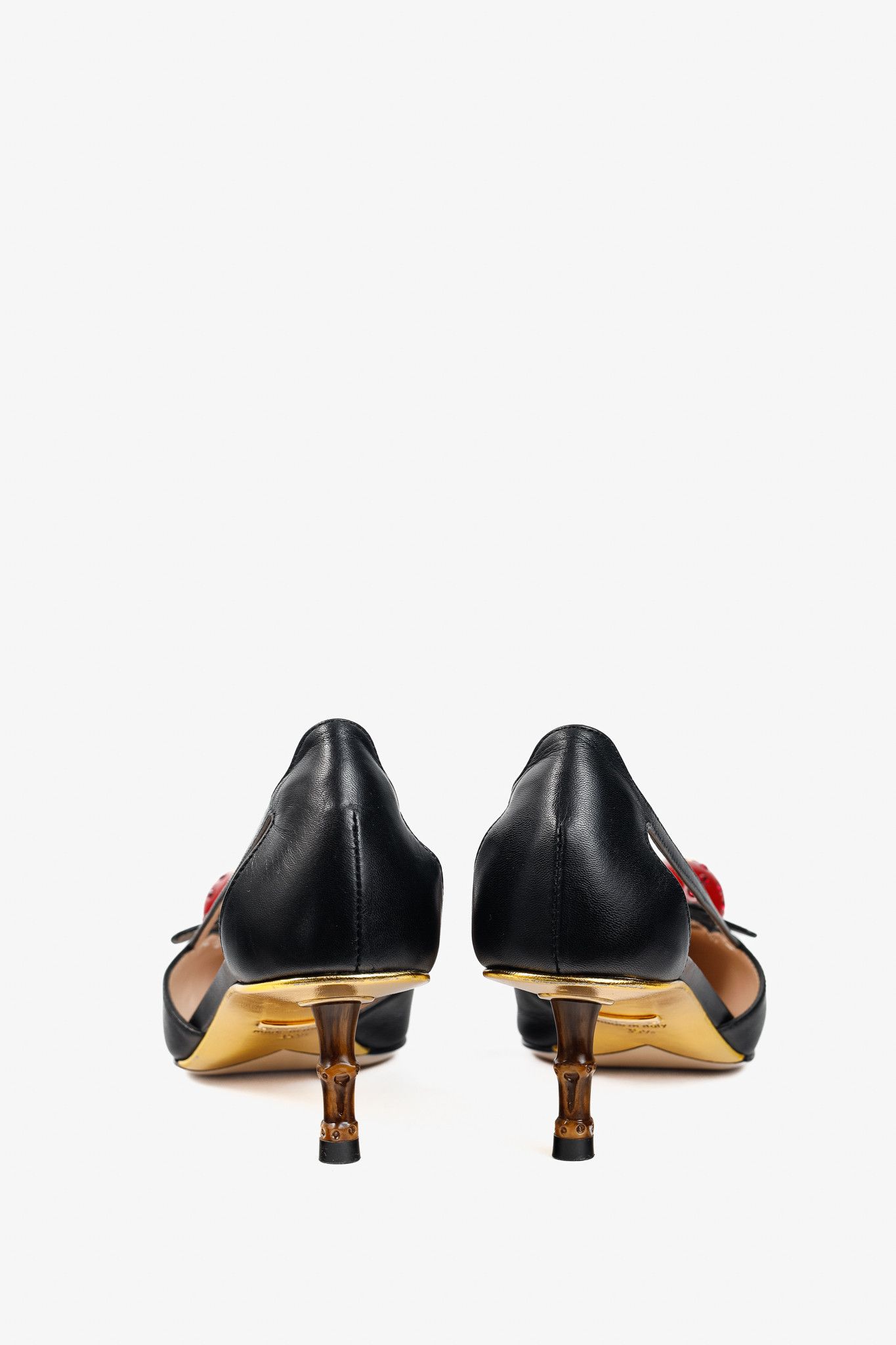 Gucci Gucci Unia Leather Cherry-Embellished Pointed-Toe Heels Size US 5 / IT 35 - 4 Thumbnail