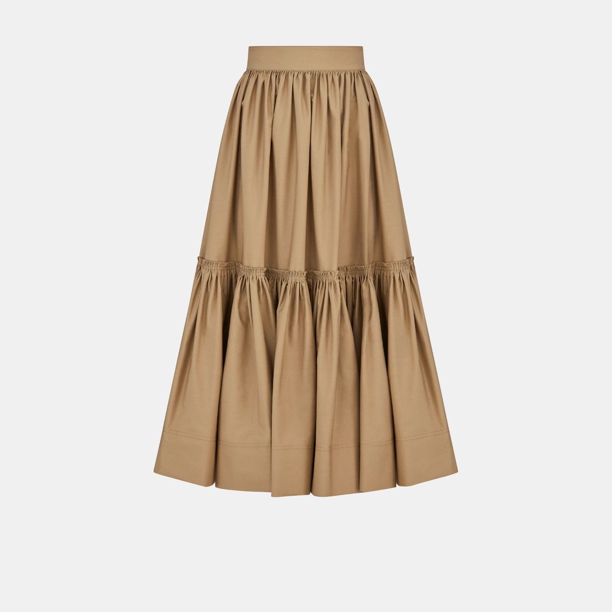 o1bcso1str0225 Flared Mid-Length Skirt in Beige