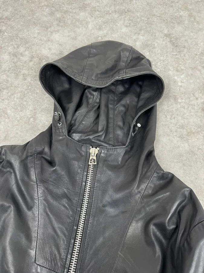 Emporio Armani 2000s Emporio Armani Black Leather Hooded Jacket Size US M / EU 48-50 / 2 - 5 Thumbnail