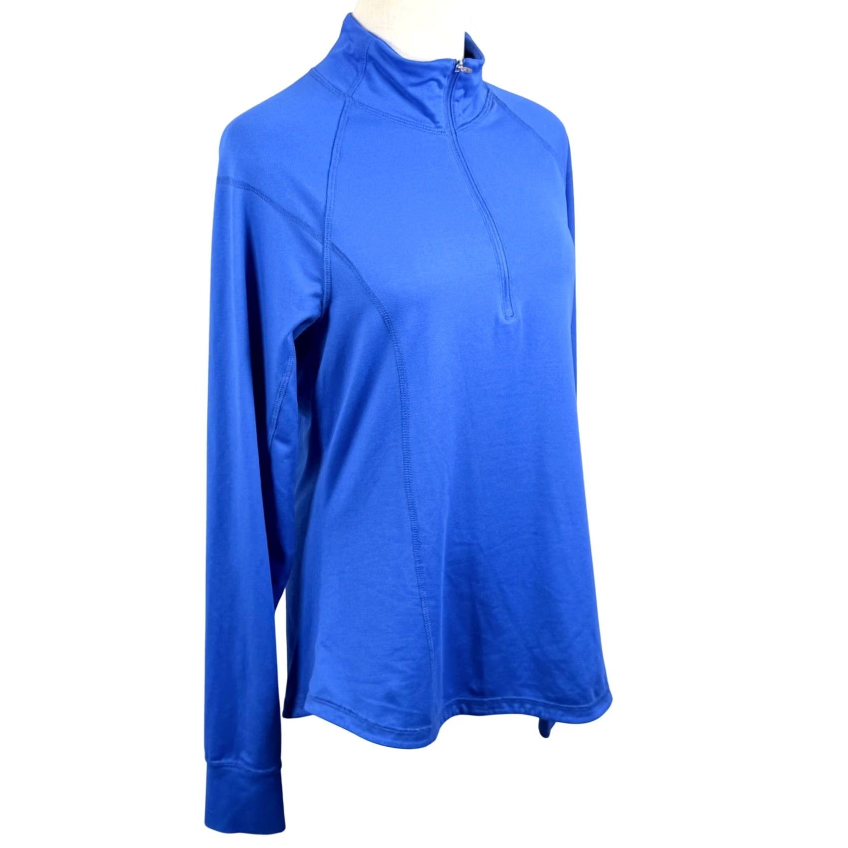Old Navy Old Navy Womens L 1/4 Zip Pullover Blue Thumbholes Athleisure Gorpcore Raglan Sleeve Reflective Moisture Wicking 1/4 Zip Long Sleeve Semi-Fitted Size L / US 10 / IT 46 - 2 Thumbnail