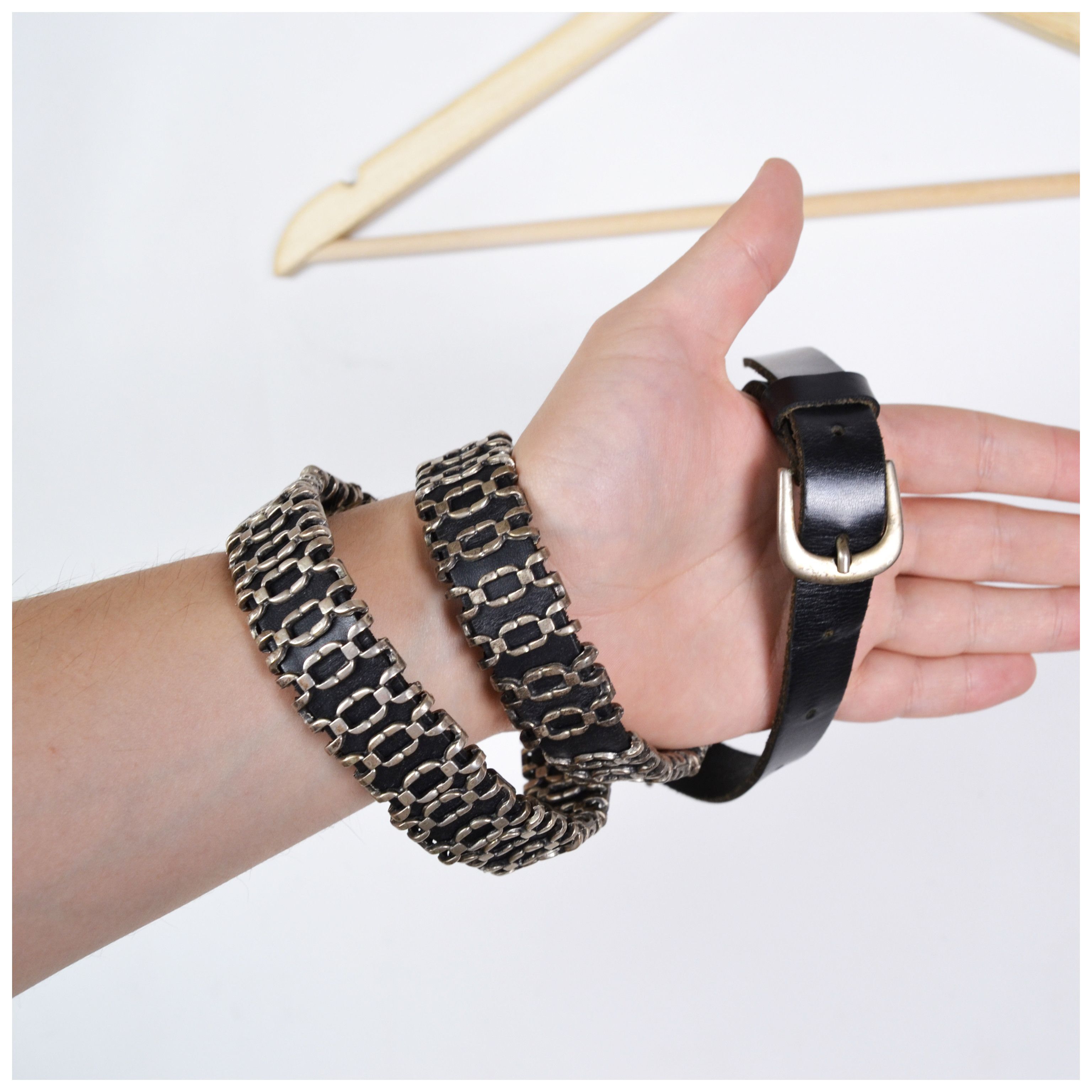 The Kooples The Kooples Vintage Leather Belt With Silvery Metal Chains Size ONE SIZE - 1 Thumbnail