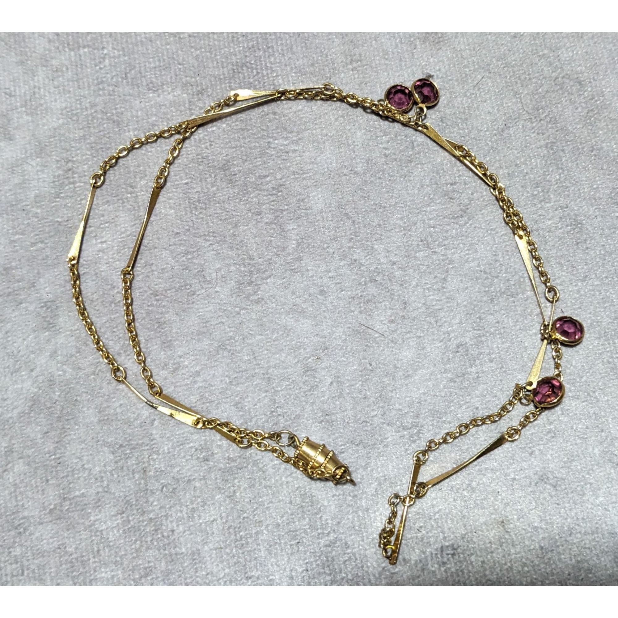 Other Abstract Gold Chain Necklace With Purple Gems Size ONE SIZE - 9 Thumbnail