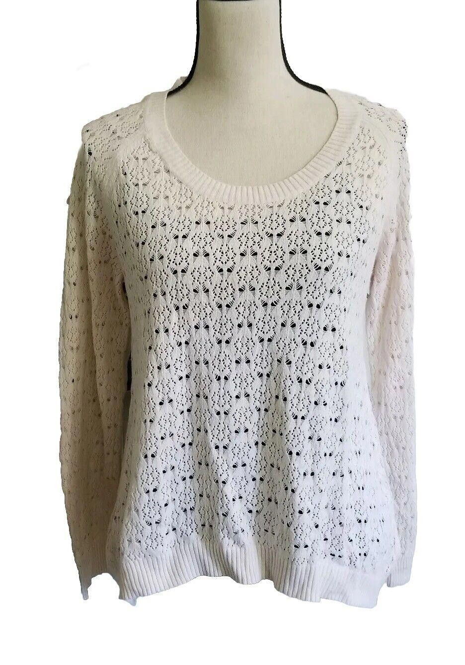 Sonoma Sonoma Sweater Large Crochet Creamy Pink Scoop Neck Long Size L / US 10 / IT 46 - 1 Thumbnail