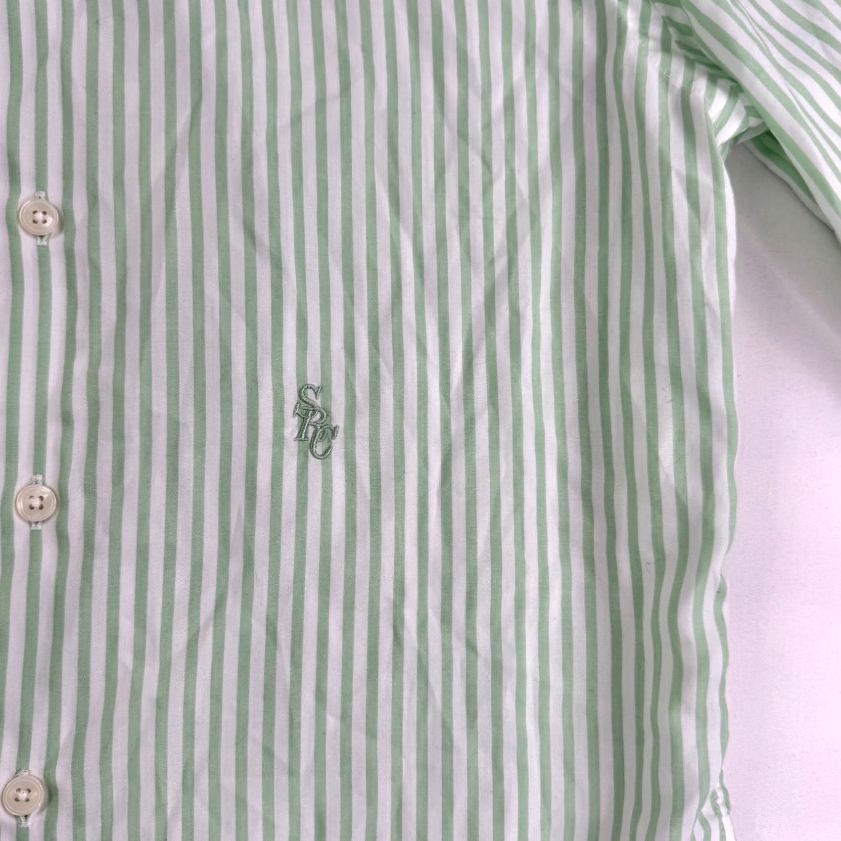 Sporty & Rich Sporty & Rich Shirt Unisex M Green Striped Button-Up Embroidered Collared Long Sleeve Size M / US 6-8 / IT 42-44 - 3 Thumbnail