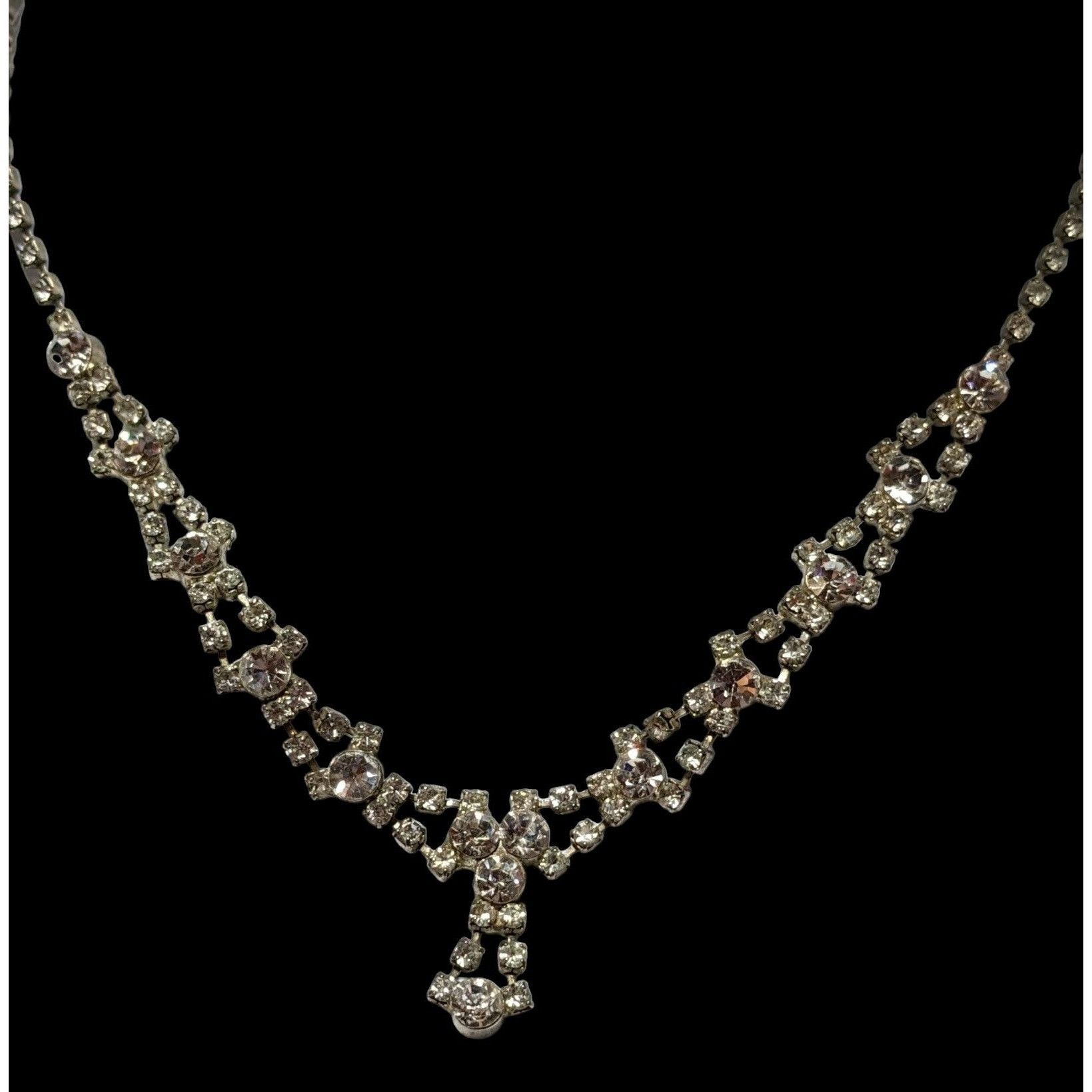 Other Vintage Silver Rhinestone Bridal Necklace Size ONE SIZE - 3 Thumbnail
