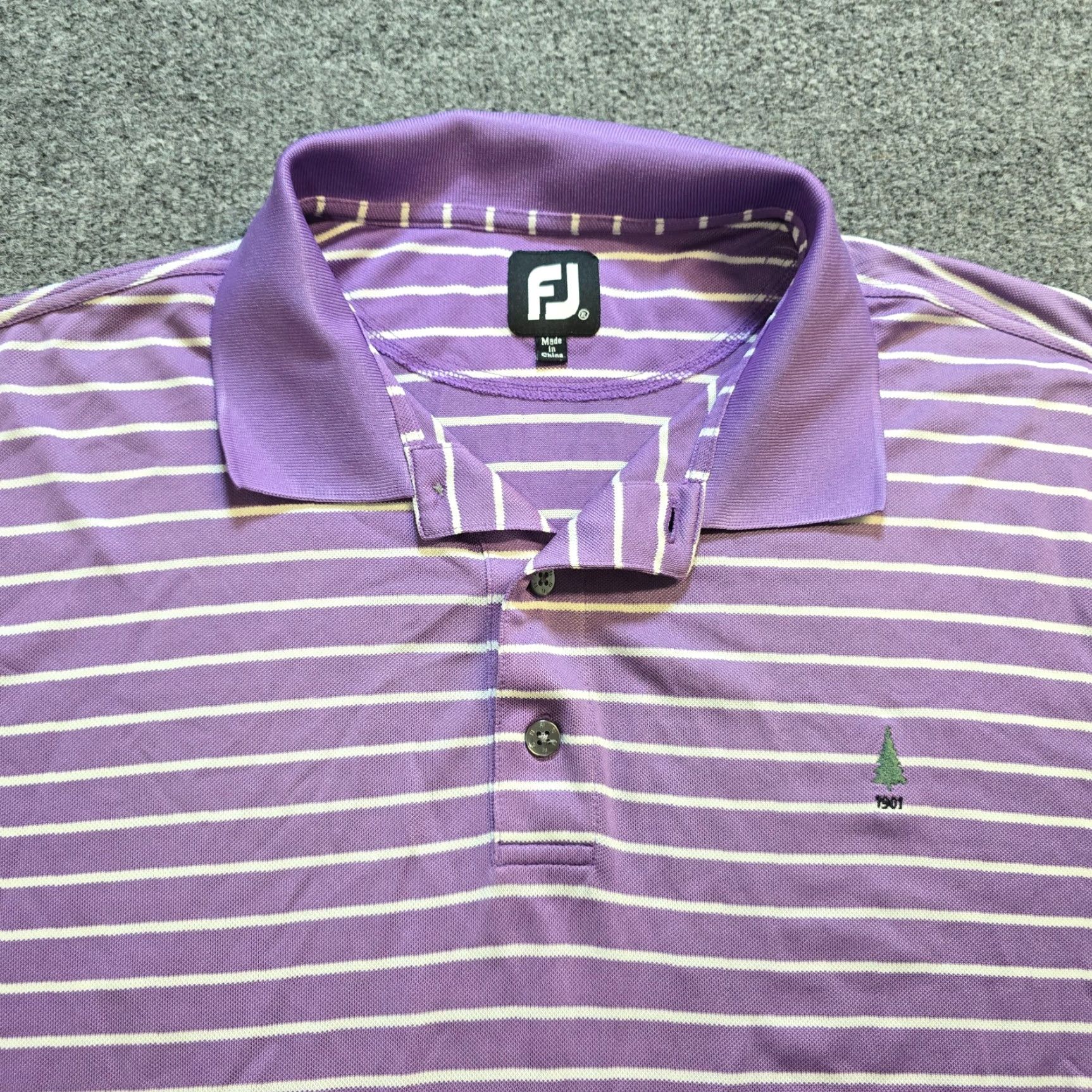 Footjoy VINTAGE FootJoy Polo Shirt Men XL Purple Striped Golf Performance Stretch Casual Basic Size US XL / EU 56 / 4 - 2 Thumbnail