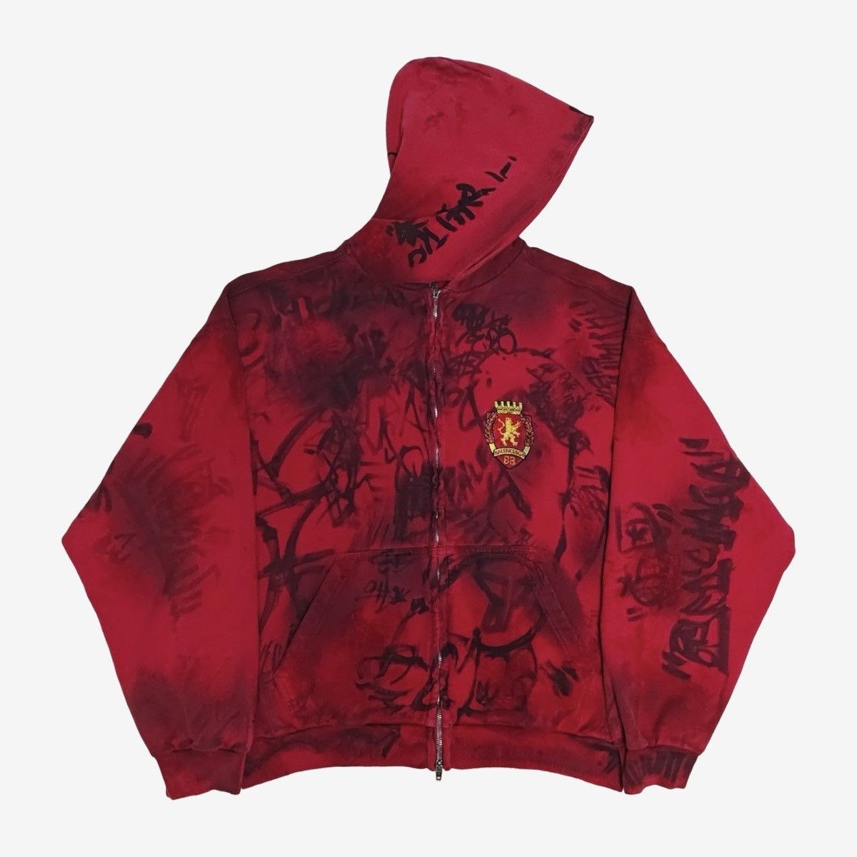 Balenciaga Balenciaga SS23 Red Skate Graffiti Zip Hoodie Size US XS / EU 42 / 0 - 3 Thumbnail