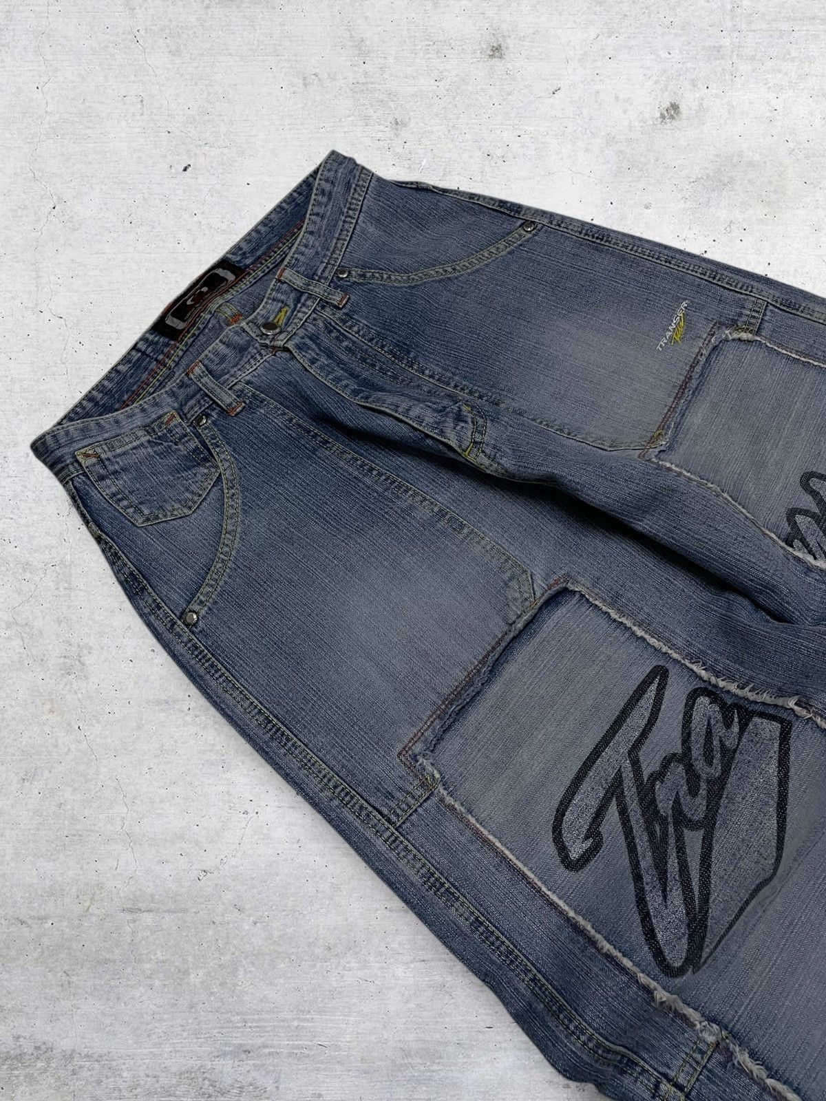 Japanese Brand VINTATE TRANSER Y2K JAPAN DESIGNER BAGGY DOUBLE KNEE DENIM Size US 28 / EU 44 - 7 Thumbnail
