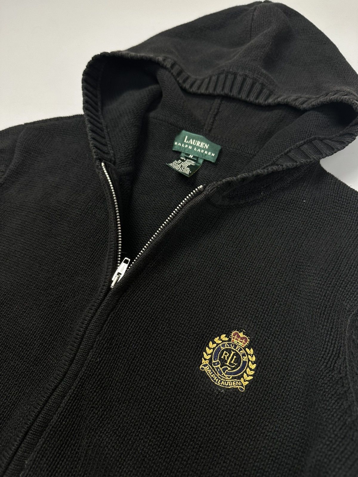 Polo Ralph Lauren × RRL Ralph Lauren Lauren Ralph Lauren Black Knit Zip Hoodie Size M / US 6-8 / IT 42-44 - 3 Thumbnail