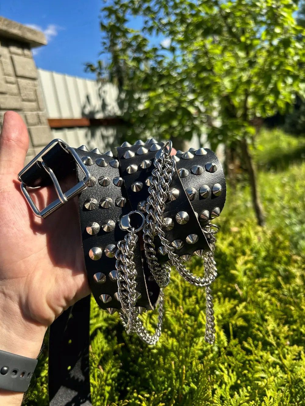 B.B. Simon × Hysteric Glamour Vintage Avant Garde Black Leather Belt Hand Drip Punk Style Size ONE SIZE - 1 Thumbnail
