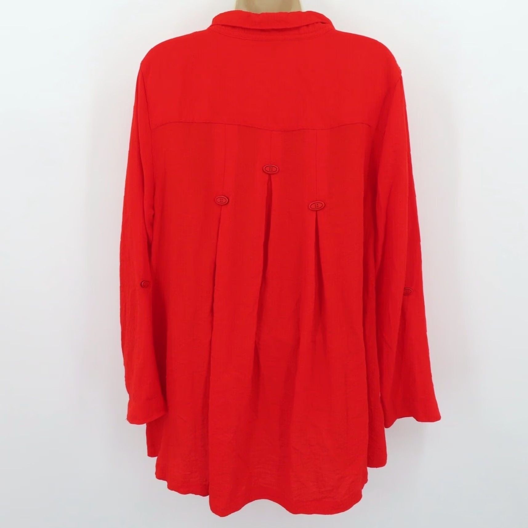 Vintage John Mark Women Shirt Blouse Collared Button Front Red Small Pocketed Lagenlook Size S / US 4 / IT 40 - 4 Thumbnail