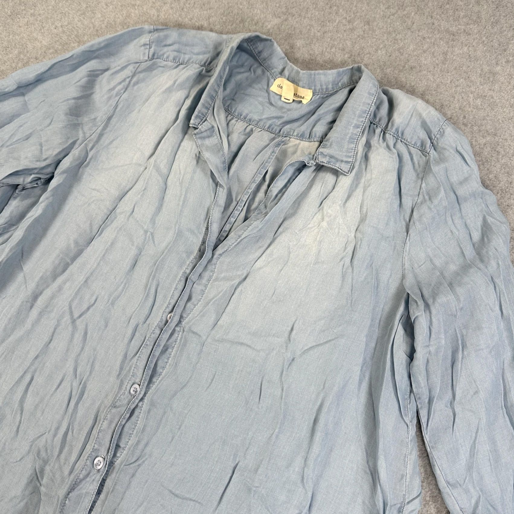 CLOT Cloth & Stone Shirt Womens XL Blue Tencel Chambray Button Front Split Back USA Size XL / US 12-14 / IT 48-50 - 2 Thumbnail